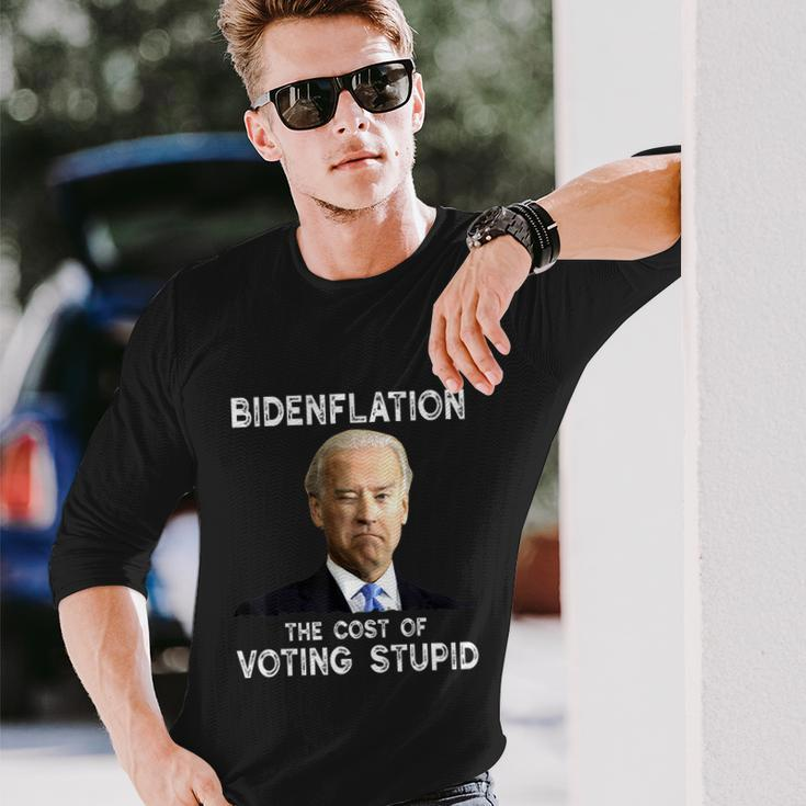 Joe Biden Bidenflation The Cost Of Voting Stupid Long Sleeve T-Shirt Gifts for Him