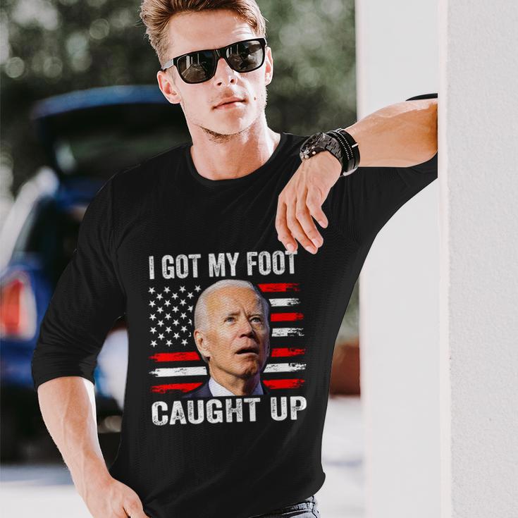 Joe Biden Falling Off Bike I Got My Foot Caught Up Long Sleeve T-Shirt Gifts for Him