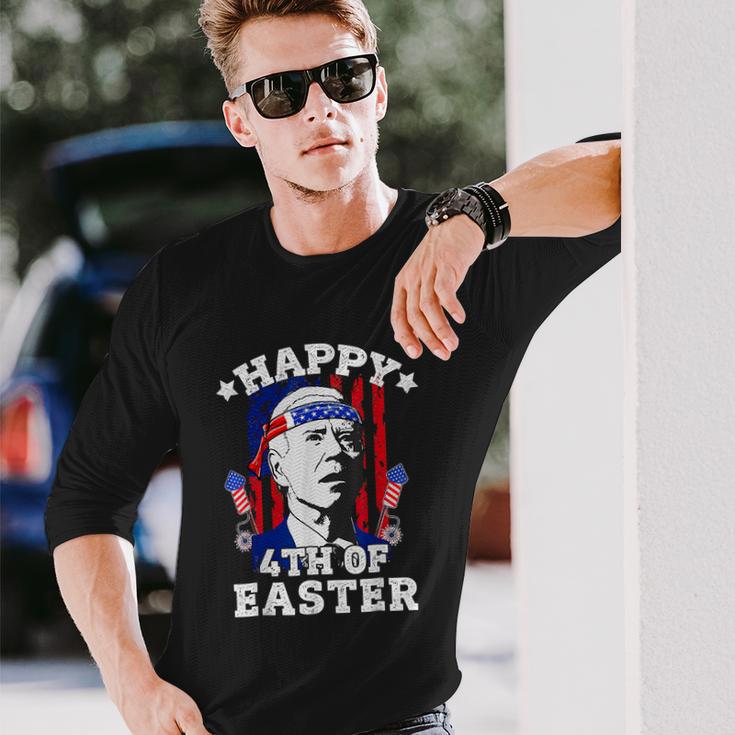 Joe Biden Happy 4Th Of Easter American Flag Hunt Egg Tshirt Long Sleeve T-Shirt Gifts for Him