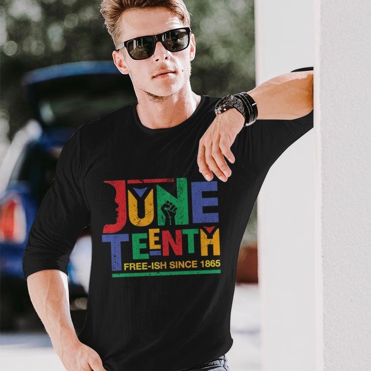 Juneteenth Free-Ish Since 1865 African Color Long Sleeve T-Shirt Gifts for Him