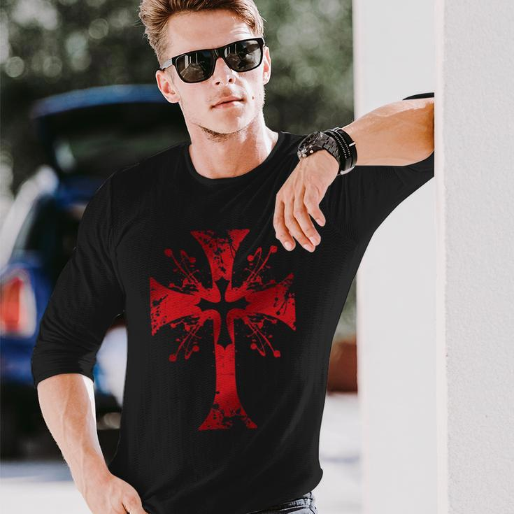 Knight Templar Shirt The Warrior Of God Bloodstained Cross Knight Templar Store Long Sleeve T-Shirt Gifts for Him