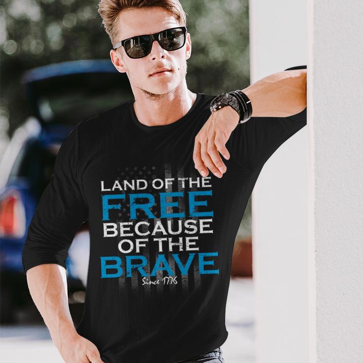 Land Of The Free Because Of The Brave Usa Long Sleeve T-Shirt Gifts for Him