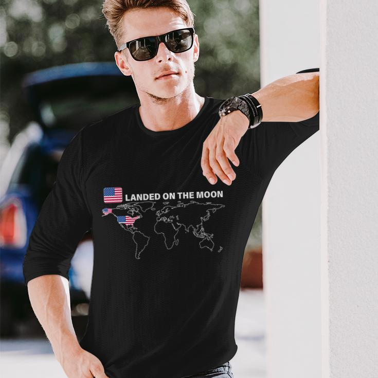 Landed On The Moon Usa Map Long Sleeve T-Shirt Gifts for Him