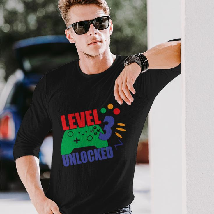 Level 3 Unlocked 3Rd Gamer Video Game Birthday Video Game Long Sleeve T-Shirt Gifts for Him