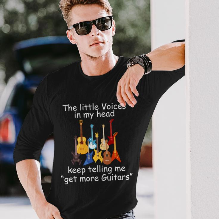 The Little Voices In My Head Say Get More Guitars Tshirt Long Sleeve T-Shirt Gifts for Him
