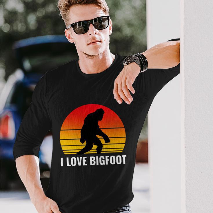 I Love Bigfoot Meaningful Sasquatch Camping Hide And Seek Champion Cool Gif Long Sleeve T-Shirt Gifts for Him