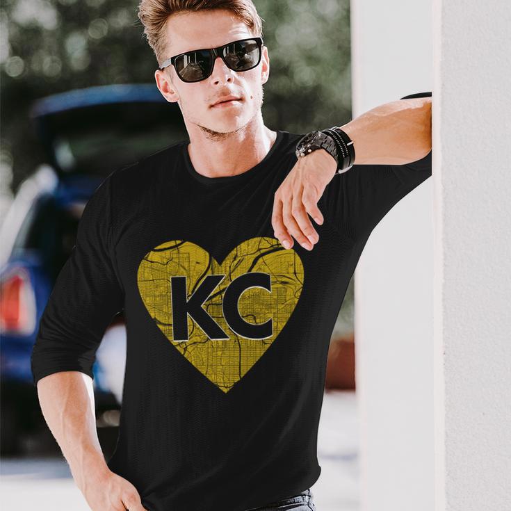 Love Kansas City Football Fan City Map Long Sleeve T-Shirt Gifts for Him