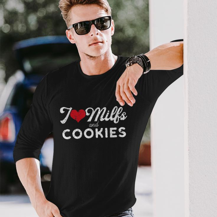 I Love Milfs And Cookies Cougar Lover Joke Tshirt Long Sleeve T-Shirt Gifts for Him