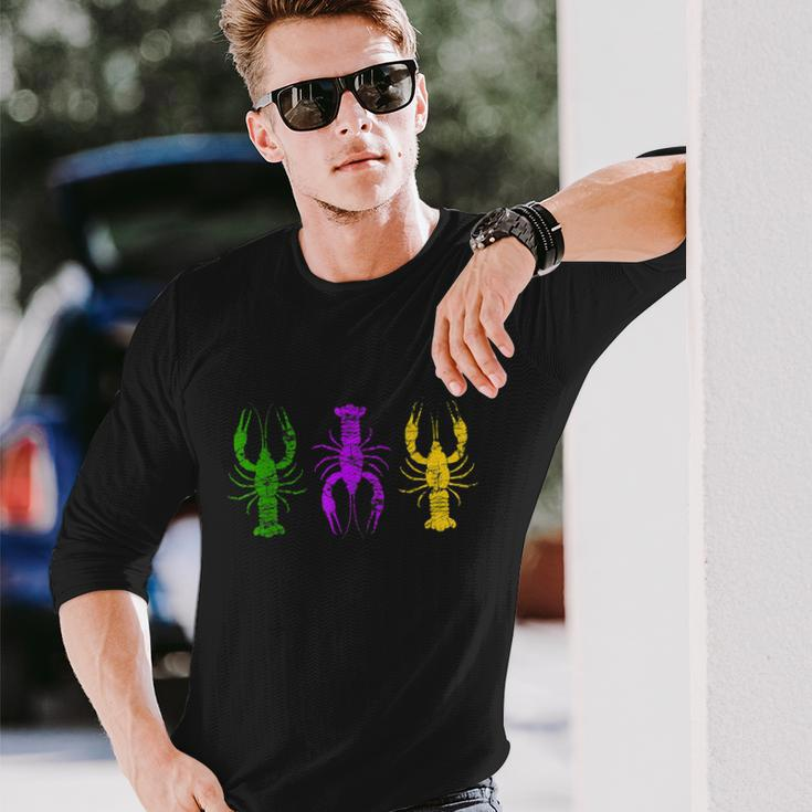 Mardi Gras Crawfish Jester Hat Bead Tee New Orleans Long Sleeve T-Shirt Gifts for Him