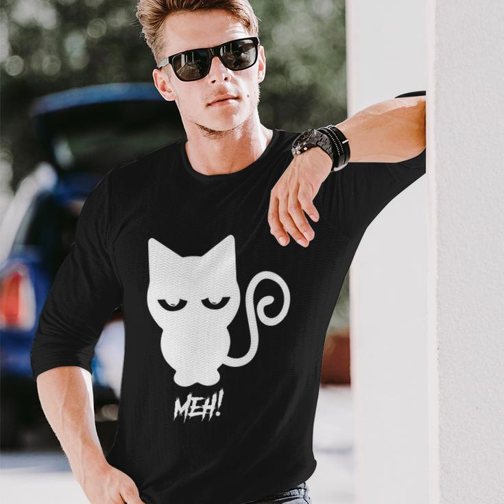 Meh Cat Halloween Quote Long Sleeve T-Shirt Gifts for Him