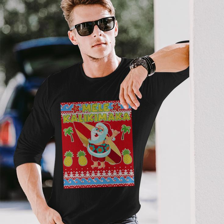 Mele Kalikimaka Santa Ugly Christmas V2 Long Sleeve T-Shirt Gifts for Him