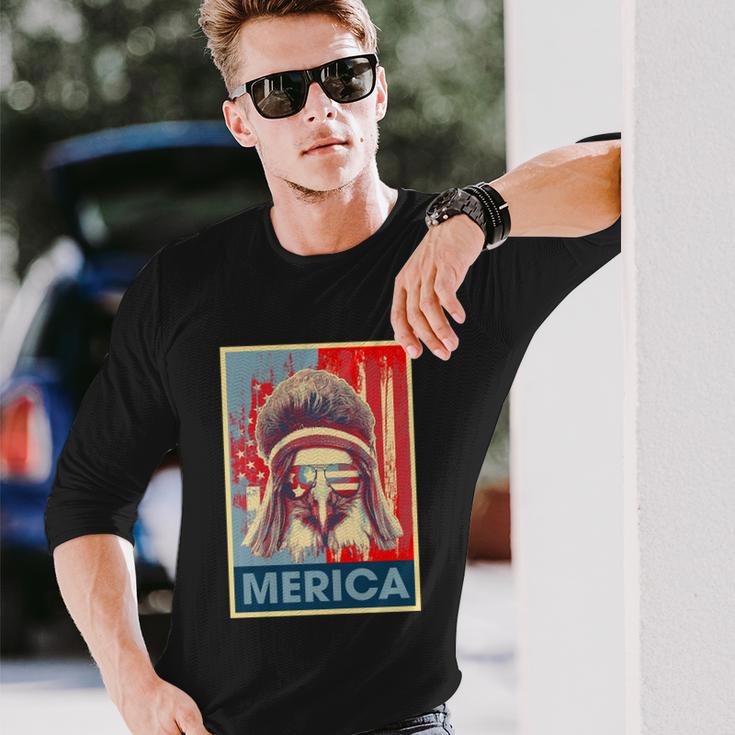 Merica Eagle Mullet 4Th Of July Vintage American Us Flag Long Sleeve T-Shirt Gifts for Him