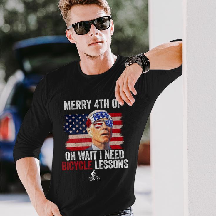 Merry 4Th Of July Biden Bike Bicycle Falls Off Long Sleeve T-Shirt Gifts for Him