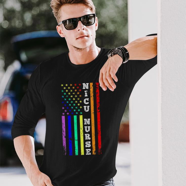 Nicu Nurse Gay Pride American Flag Pride Month 4Th Of July Long Sleeve T-Shirt Gifts for Him