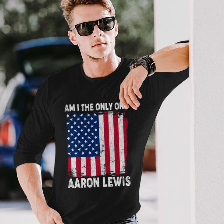 Am I The Only One Aaron Lewis Distressed Usa American Flag Long Sleeve T-Shirt Gifts for Him