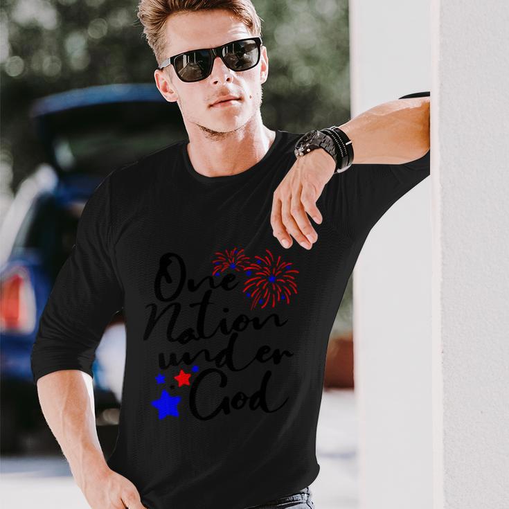 One Nation Under God Firework 4Th Of July Long Sleeve T-Shirt Gifts for Him