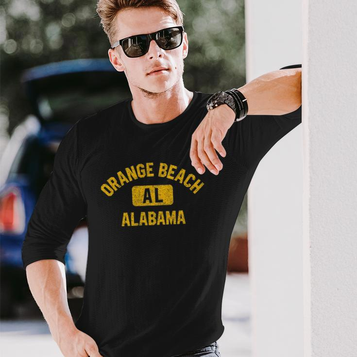 Orange Beach Al Alabama Gym Style Distressed Amber Print Long Sleeve T-Shirt T-Shirt Gifts for Him
