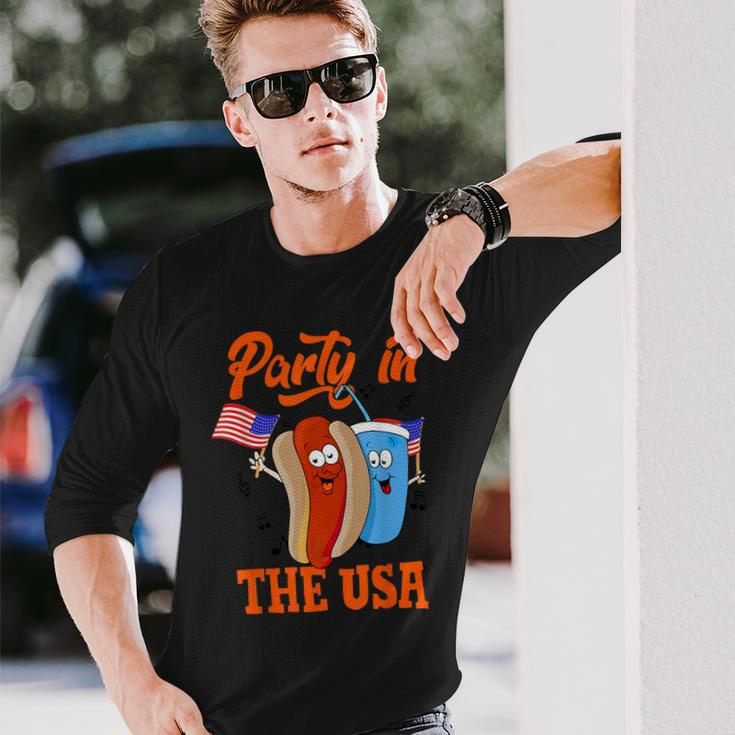Party In The Usa Hot Dog Love Usa Fourth Of July Long Sleeve T-Shirt Gifts for Him