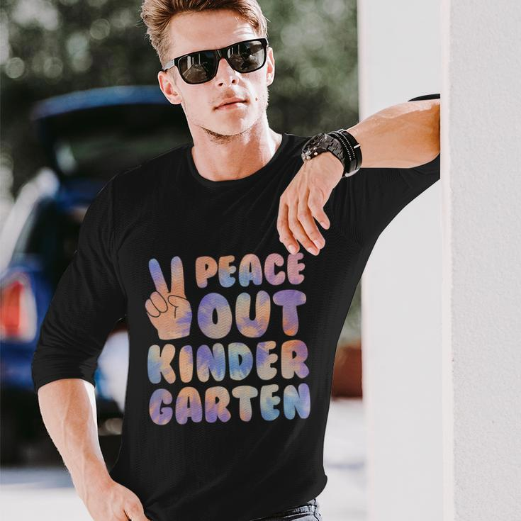 Peace Out Kindergarten Grade 2022 Happy Last Day Of School Cool Long Sleeve T-Shirt Gifts for Him