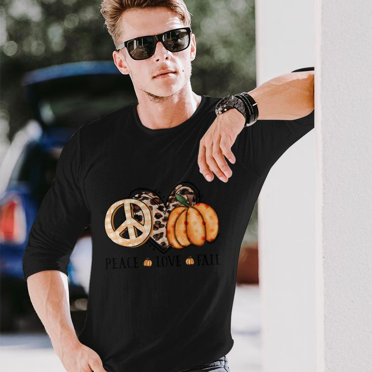 Peace Love Fall Thanksgiving Quote V2 Long Sleeve T-Shirt Gifts for Him