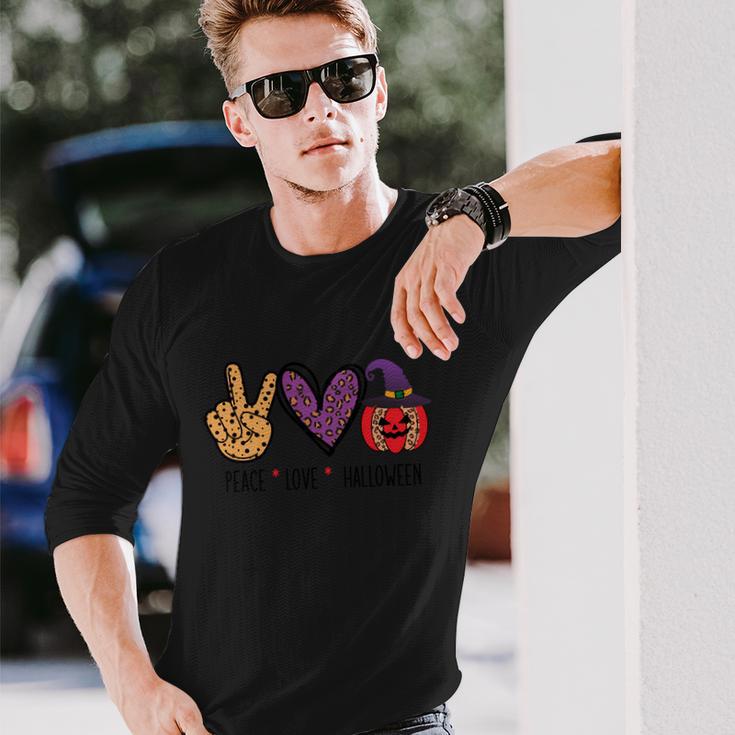 Peace Love Halloween Halloween Quote Long Sleeve T-Shirt Gifts for Him