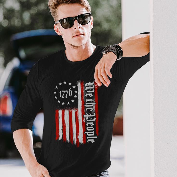 We The People 1776 Distressed Usa American Flag Tshirt Long Sleeve T-Shirt Gifts for Him