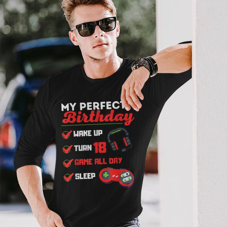 Perfekter 18Th Birthday Gamer Boy Gamer Long Sleeve T-Shirt Gifts for Him