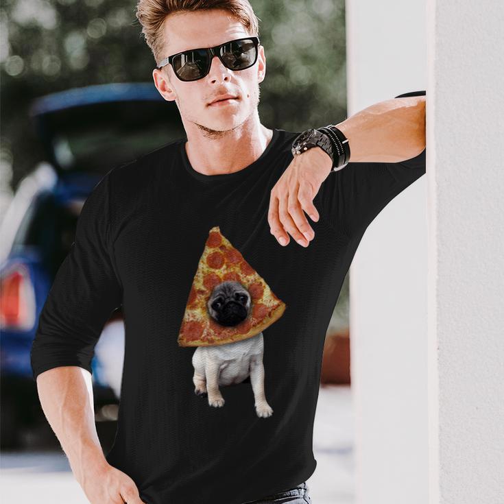 Pizza Pug Dog Tshirt Long Sleeve T-Shirt Gifts for Him