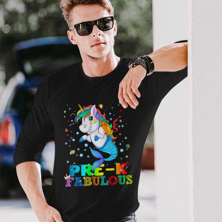 Pre K Fabulous Mermaid Unicorn Long Sleeve T-Shirt Gifts for Him