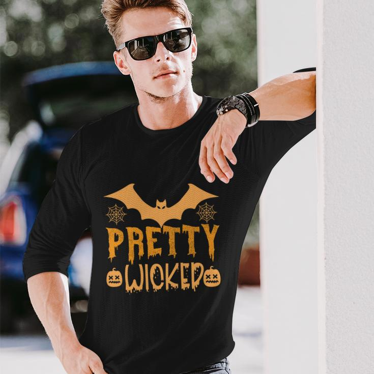 Pretty Wicked Halloween Quote Long Sleeve T-Shirt Gifts for Him