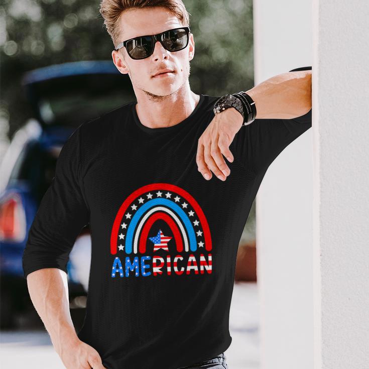 Rainbow American Flag Patriotic For 4Th Of July Long Sleeve T-Shirt Gifts for Him