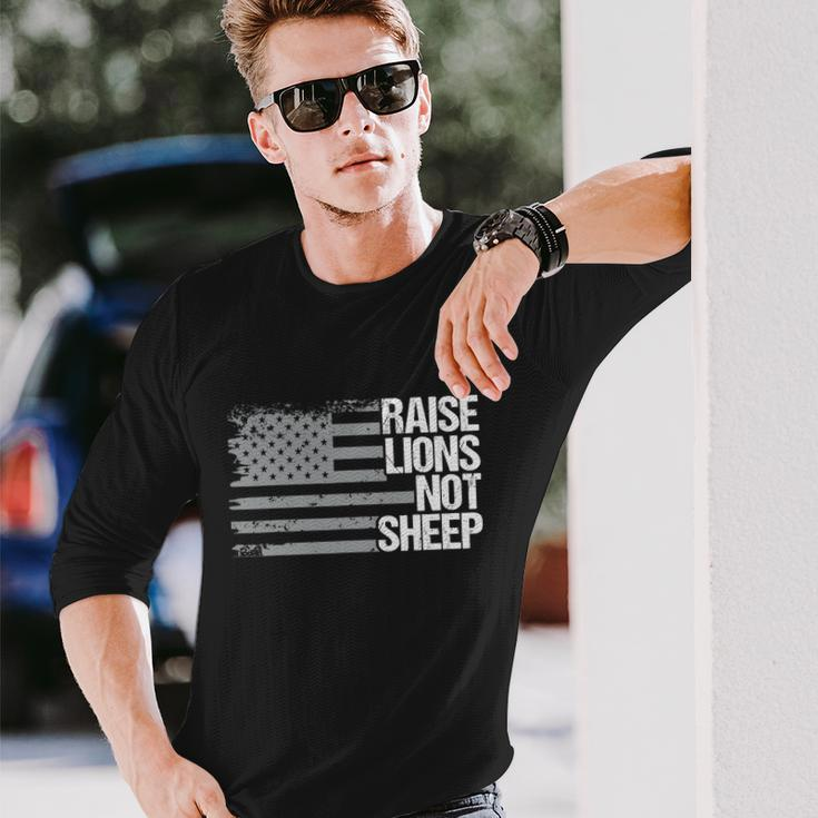 Raise Lions Not Sheep American Patriot Patriotic Lion Tshirt Long Sleeve T-Shirt Gifts for Him