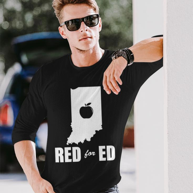Red For Ed Indiana Teachers Apple Long Sleeve T-Shirt Gifts for Him