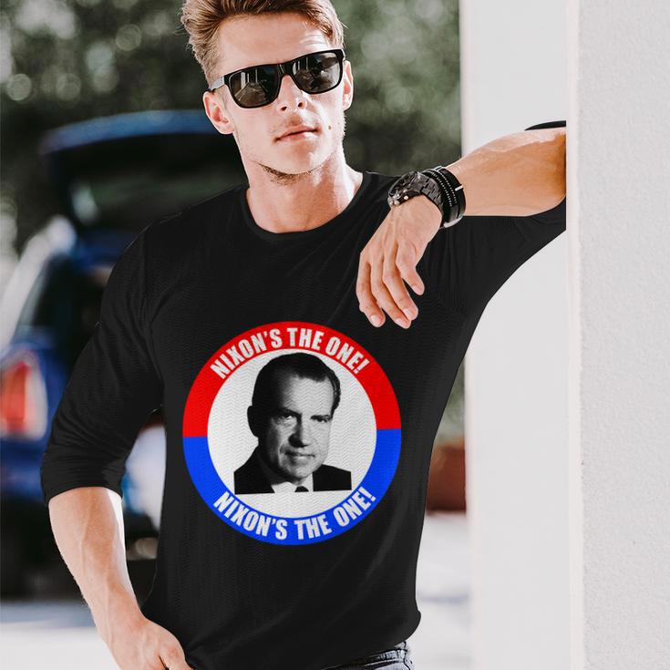 Retro Richard Nixon Nixons The One Presidential Campaign Long Sleeve T-Shirt Gifts for Him