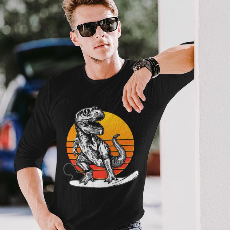 Retro Surfing Trex Long Sleeve T-Shirt Gifts for Him