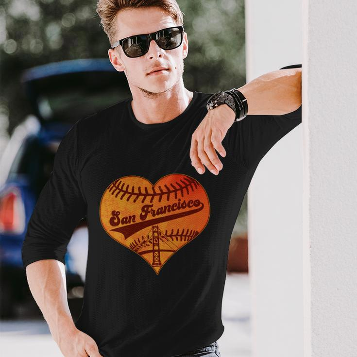 Retro Vintage San Francisco Baseball Heart Long Sleeve T-Shirt Gifts for Him