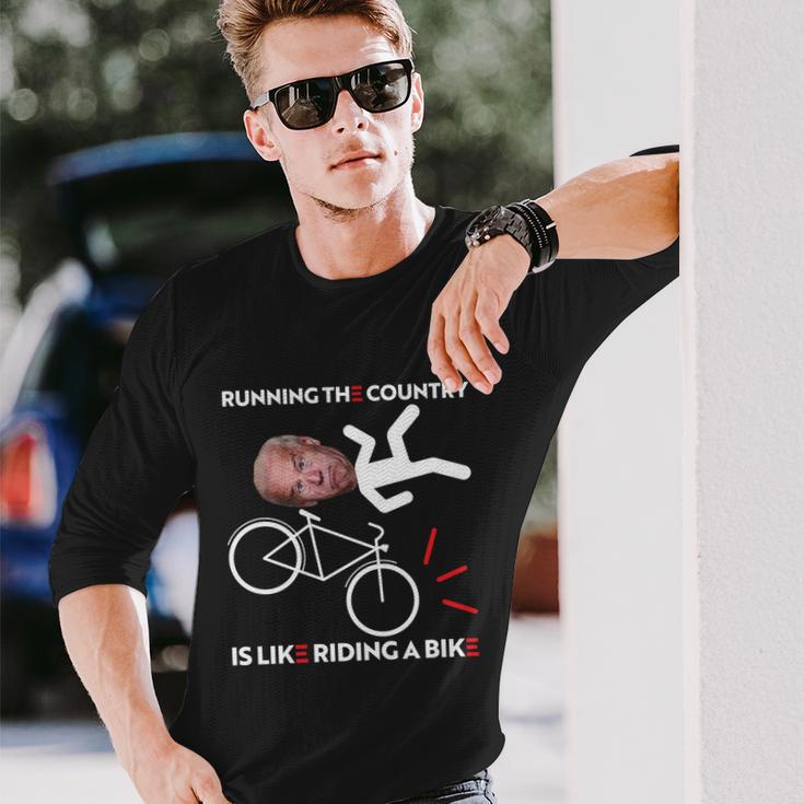 Running The Country Is Like Riding A Bike Biden Meme Long Sleeve T-Shirt Gifts for Him