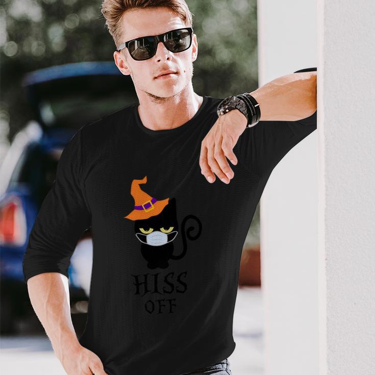 Hiss Off Cat Witch Hat Halloween Quote Long Sleeve T-Shirt Gifts for Him