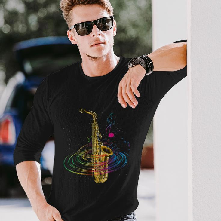 Sax Player Idea Saxophonist Music Notes Saxophone Tshirt Long Sleeve T-Shirt Gifts for Him