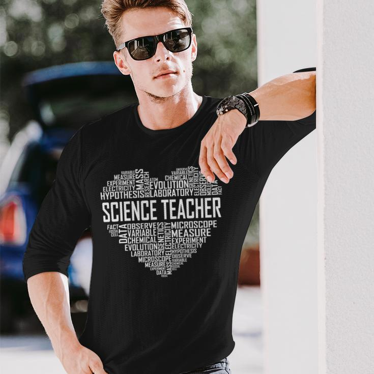 Science Teacher Heart Proud Science Teaching Long Sleeve T-Shirt Gifts for Him
