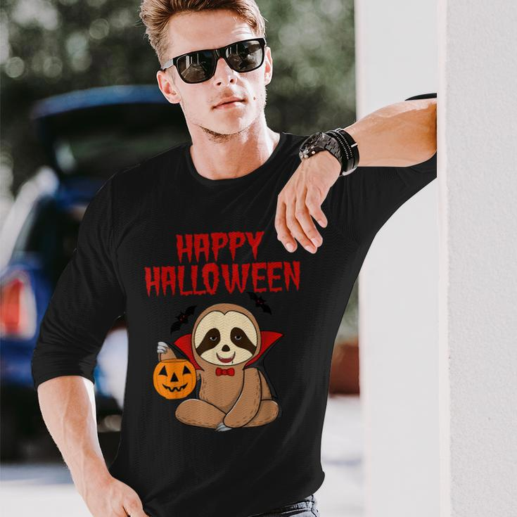 Sloth Halloween Vampire Trick Or Treat Parents Long Sleeve T-Shirt Gifts for Him