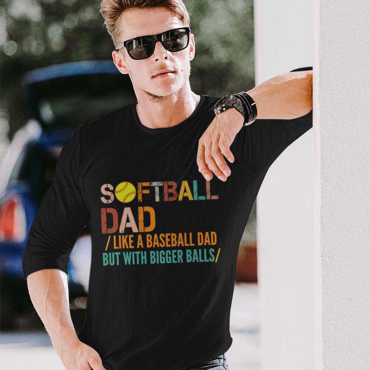 Softball Dad Like A Baseball Dad Vintage Tshirt Long Sleeve T-Shirt Gifts for Him