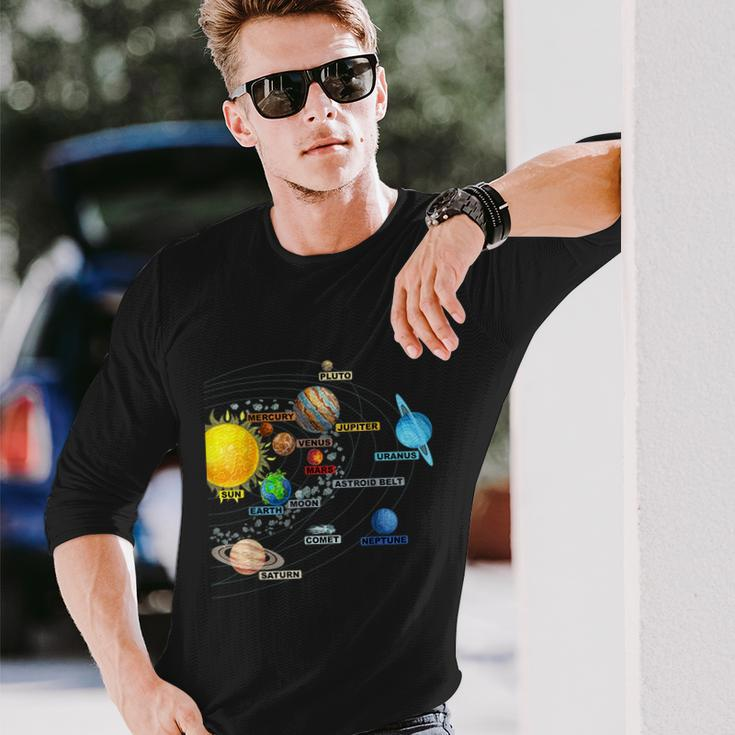Solar System Planets Astronomy Space Science Girls Boys Tshirt Long Sleeve T-Shirt Gifts for Him