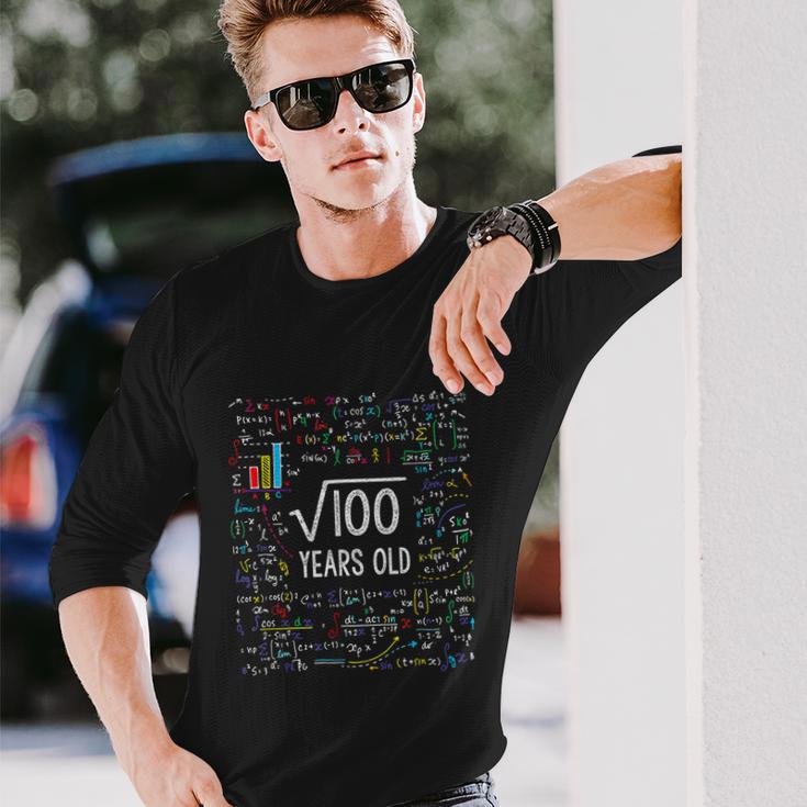 Square Root Of 100 10Th Birthday 10 Year Old Math Bday Tshirt Long Sleeve T-Shirt Gifts for Him