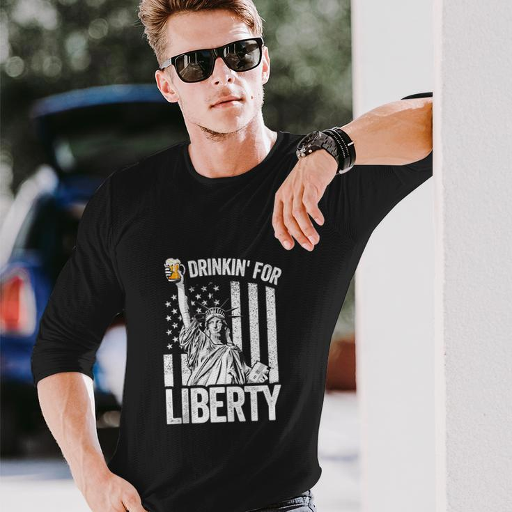 Statue Of Liberty 4Th Of July American Flag Long Sleeve T-Shirt Gifts for Him