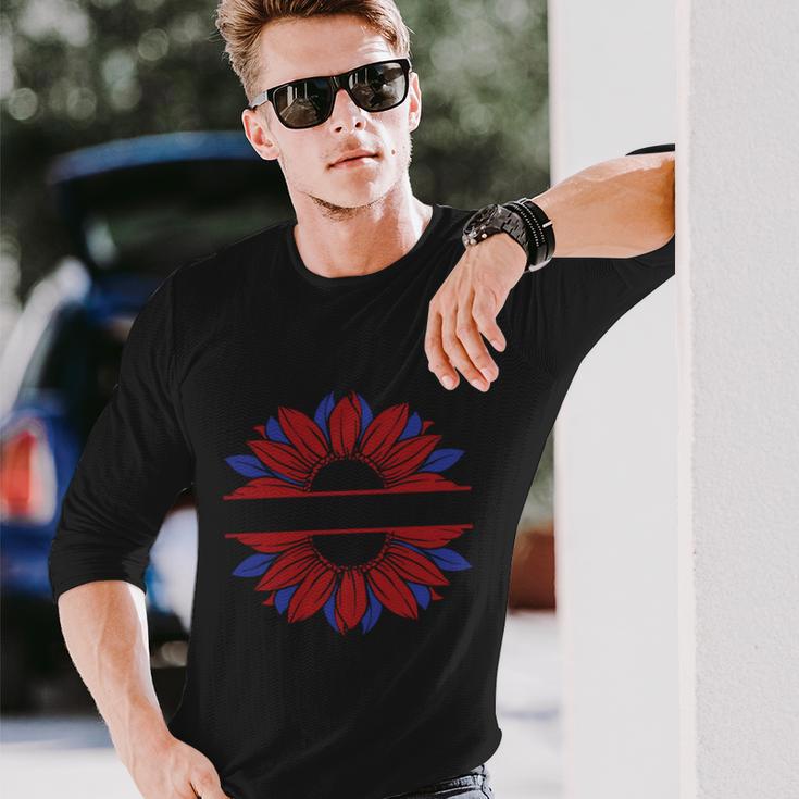 Sunflower American Flag 4Th Of July Independence Day Patriotic V3 Long Sleeve T-Shirt Gifts for Him