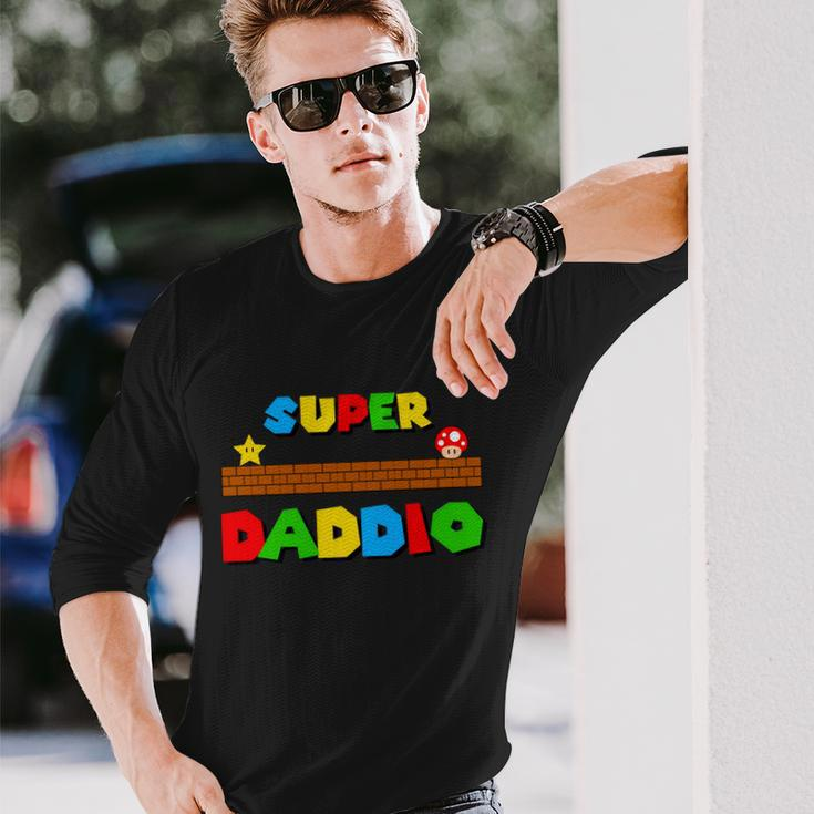 Super Daddio Retro Video Game Tshirt Long Sleeve T-Shirt Gifts for Him