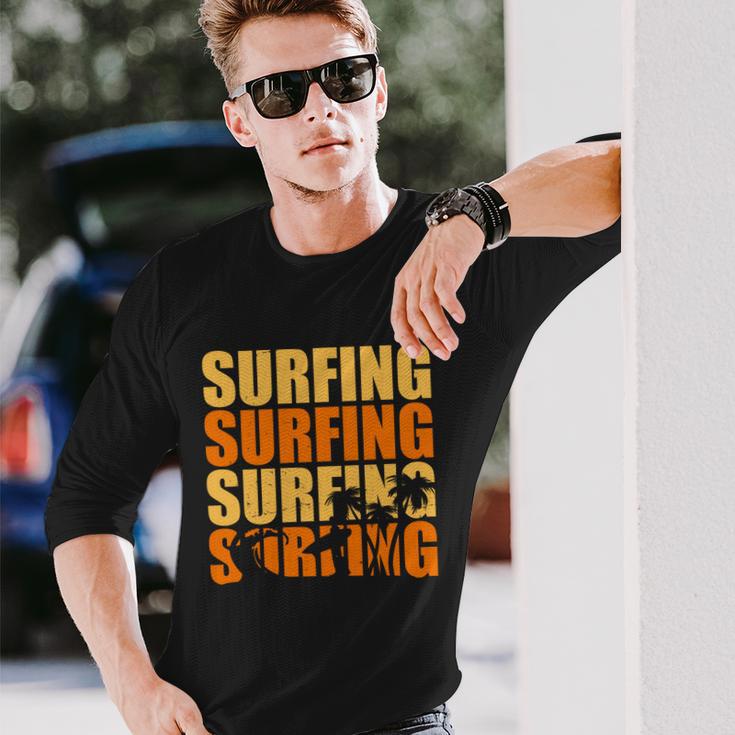 Surfing Retro Beach Long Sleeve T-Shirt Gifts for Him