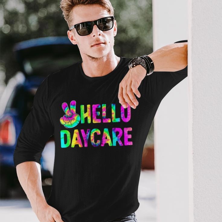 Tie Dye Hello Daycare Back To School Teachers Long Sleeve T-Shirt Gifts for Him