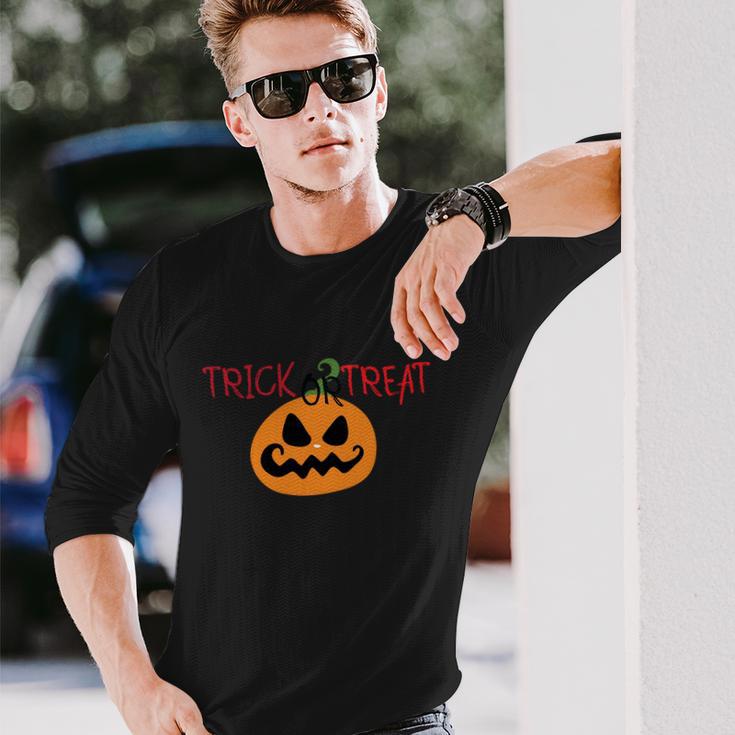 Trick Or Treat Pumpkin Halloween Quote Long Sleeve T-Shirt Gifts for Him